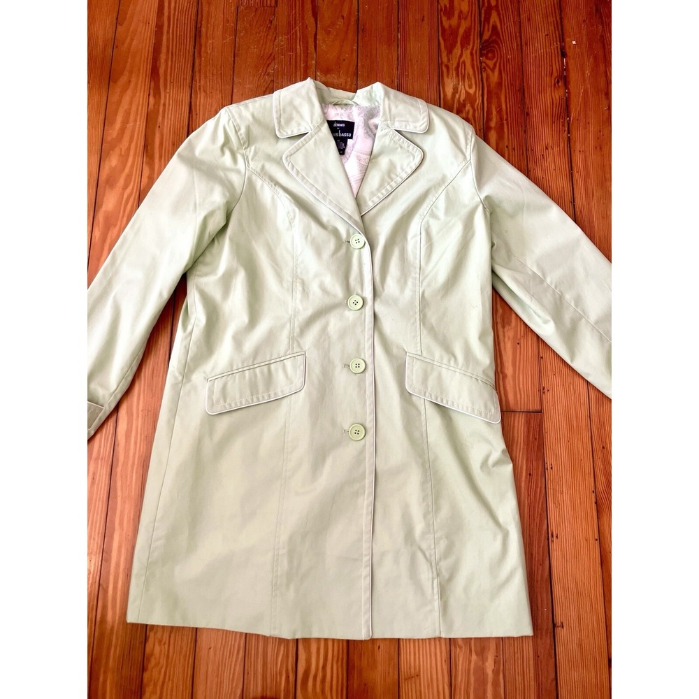 Dennis Basso Coat Green Lined Trench Sz Med All‎ Weather Women